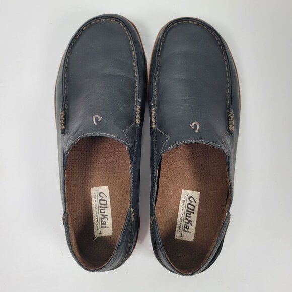 Olukai Men's Black Leather Slip-On Shoes 10128-4033 US Size 9.5 - Picture 7 of 8